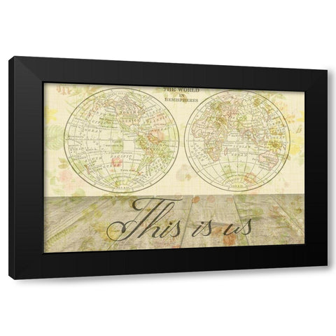 Map Black Modern Wood Framed Art Print with Double Matting by Phillip, Jamie