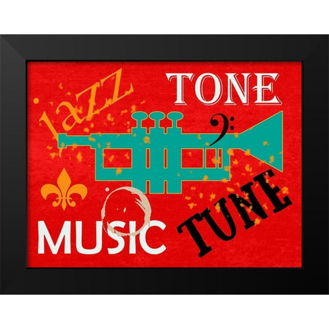 Jazz Black Modern Wood Framed Art Print by Phillip, Jamie