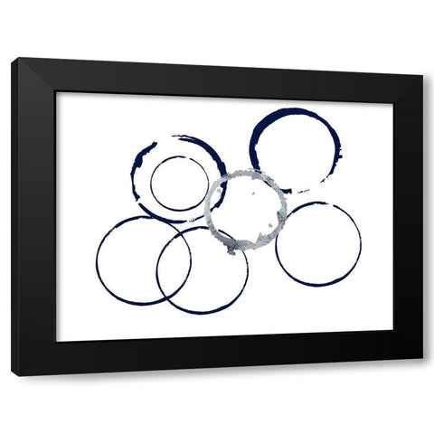 Blue Rings Black Modern Wood Framed Art Print with Double Matting by Phillip, Jamie