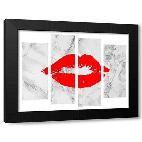 Red Lips Black Modern Wood Framed Art Print with Double Matting by Phillip, Jamie