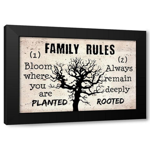 Family Rules Black Modern Wood Framed Art Print by Phillip, Jamie