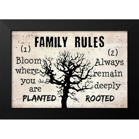 Family Rules Black Modern Wood Framed Art Print by Phillip, Jamie