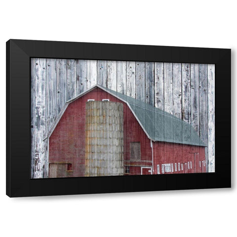 Red Barn Black Modern Wood Framed Art Print by Phillip, Jamie
