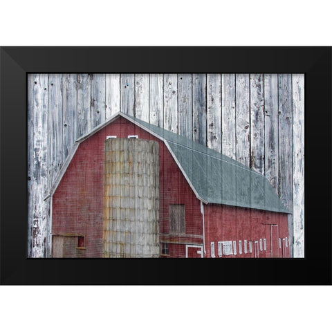 Red Barn Black Modern Wood Framed Art Print by Phillip, Jamie