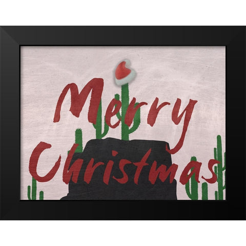 Merry Christmas Black Modern Wood Framed Art Print by Phillip, Jamie