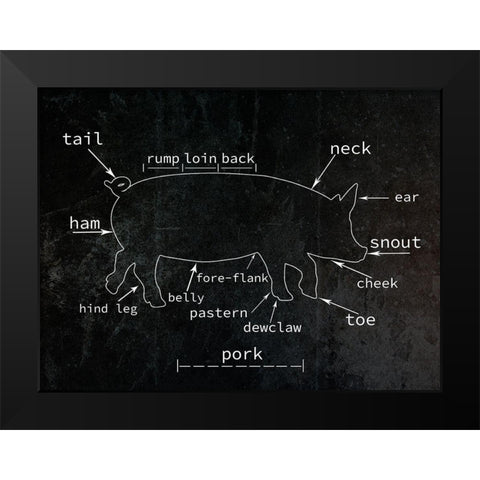 Pig Black Modern Wood Framed Art Print by Phillip, Jamie