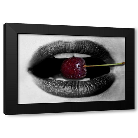 Black Lips Black Modern Wood Framed Art Print with Double Matting by Phillip, Jamie