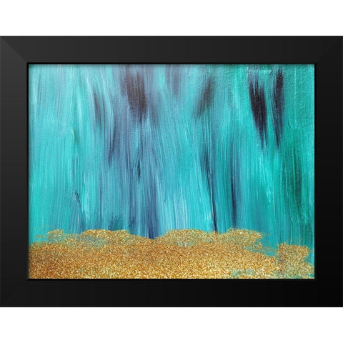 Emerald Green And Gold Black Modern Wood Framed Art Print by Phillip, Jamie