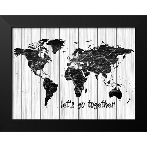 Lets Go Map Black Modern Wood Framed Art Print by Phillip, Jamie