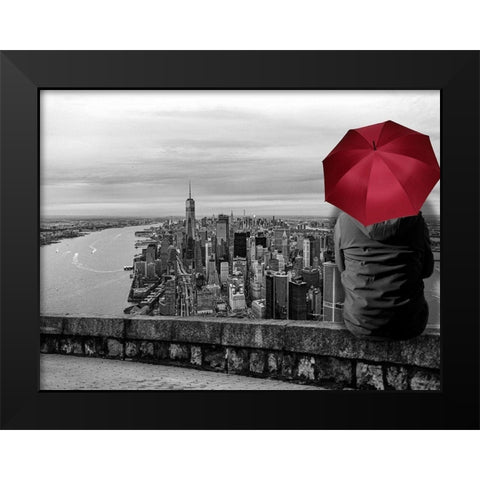 Brave New York Woman Black Modern Wood Framed Art Print by Phillip, Jamie
