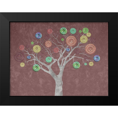Button Tree Black Modern Wood Framed Art Print by Phillip, Jamie