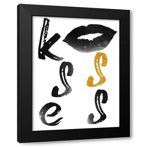 Kisses Black Modern Wood Framed Art Print with Double Matting by Phillip, Jamie