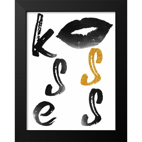 Kisses Black Modern Wood Framed Art Print by Phillip, Jamie