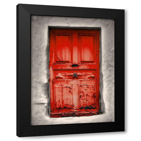 Red Cottage Black Modern Wood Framed Art Print by Phillip, Jamie