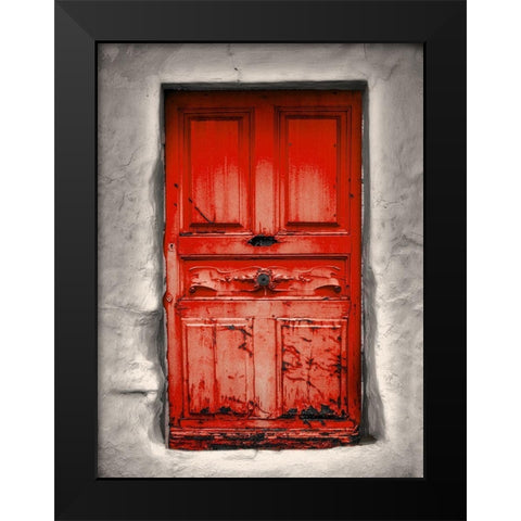 Red Cottage Black Modern Wood Framed Art Print by Phillip, Jamie