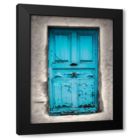 Blue Cottage Black Modern Wood Framed Art Print by Phillip, Jamie