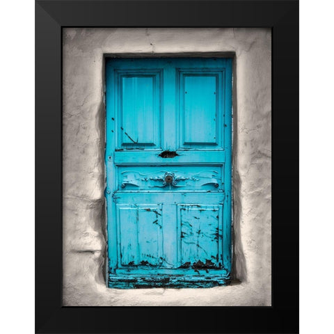 Blue Cottage Black Modern Wood Framed Art Print by Phillip, Jamie
