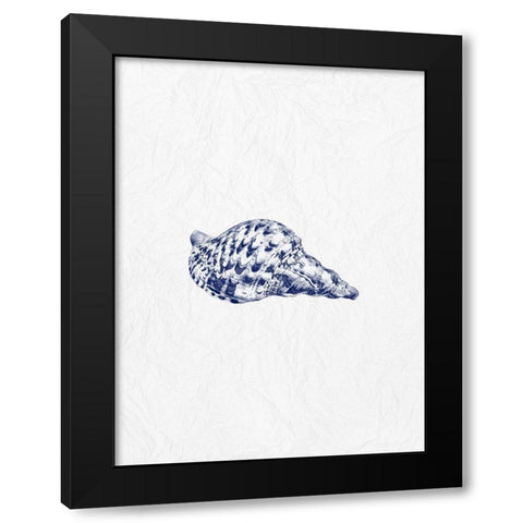 Indigo Shell 1 Black Modern Wood Framed Art Print with Double Matting by Phillip, Jamie