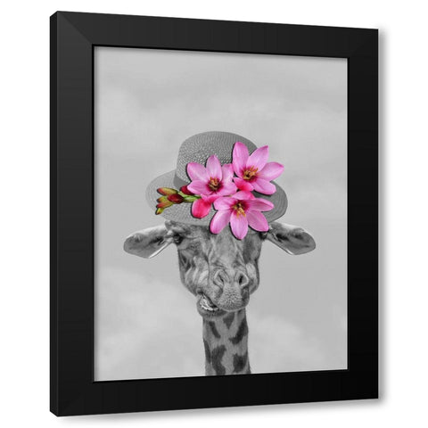Giraffe Floral Black Modern Wood Framed Art Print by Phillip, Jamie