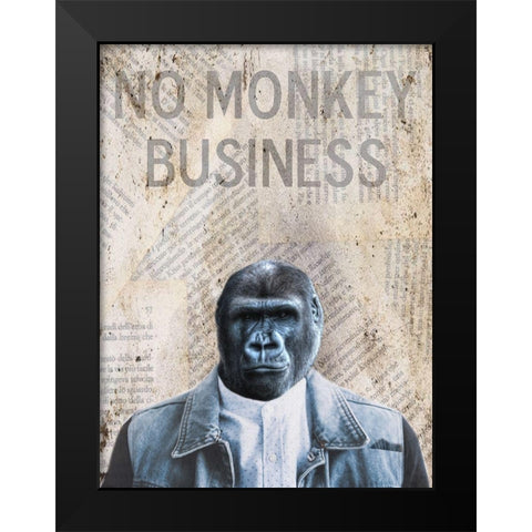 Monkey Business Black Modern Wood Framed Art Print by Phillip, Jamie