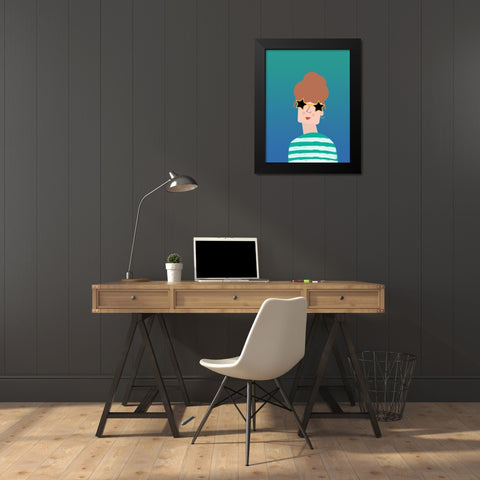 Pretty Woman Black Modern Wood Framed Art Print by Phillip, Jamie