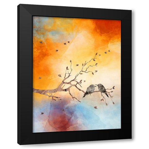 Abstract Bird Black Modern Wood Framed Art Print with Double Matting by Phillip, Jamie