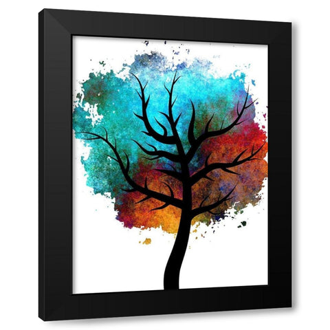 Colored Tree Black Modern Wood Framed Art Print by Phillip, Jamie