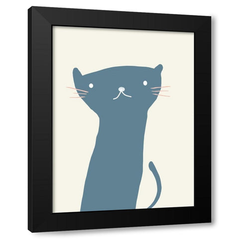 Kitty Cat Black Modern Wood Framed Art Print with Double Matting by Phillip, Jamie