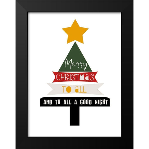 Merry Christmas Black Modern Wood Framed Art Print by Phillip, Jamie