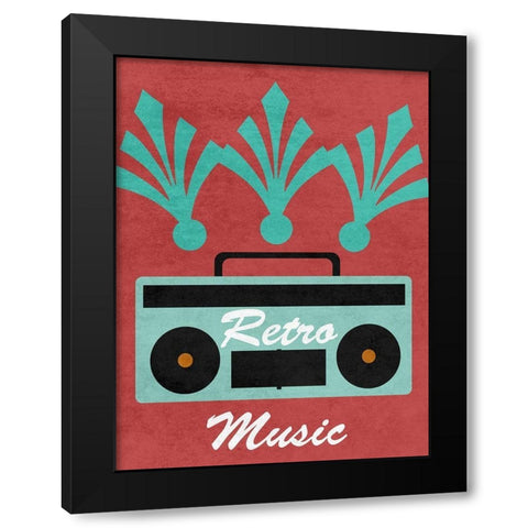 Retro Black Modern Wood Framed Art Print by Phillip, Jamie