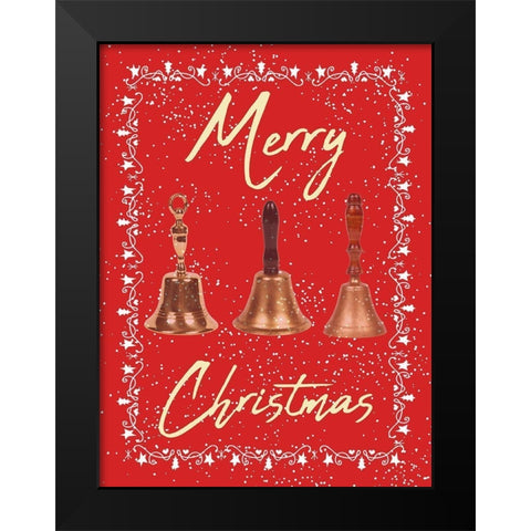Merry Christmas Black Modern Wood Framed Art Print by Phillip, Jamie