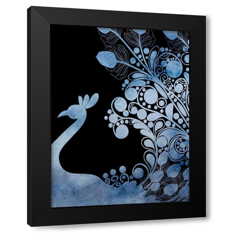 Peacock Tail 3 Black Modern Wood Framed Art Print with Double Matting by Phillip, Jamie