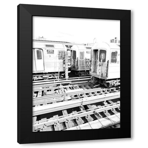 Trains NY Black Modern Wood Framed Art Print with Double Matting by Phillip, Jamie