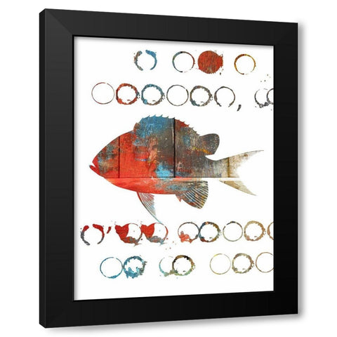 Fish Abstract Black Modern Wood Framed Art Print with Double Matting by Phillip, Jamie