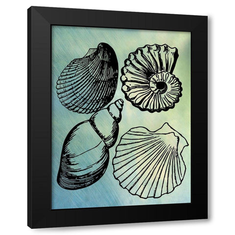 Bath Shells Black Modern Wood Framed Art Print by Phillip, Jamie