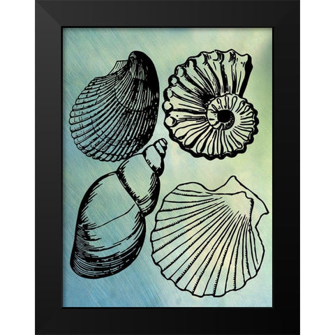 Bath Shells Black Modern Wood Framed Art Print by Phillip, Jamie