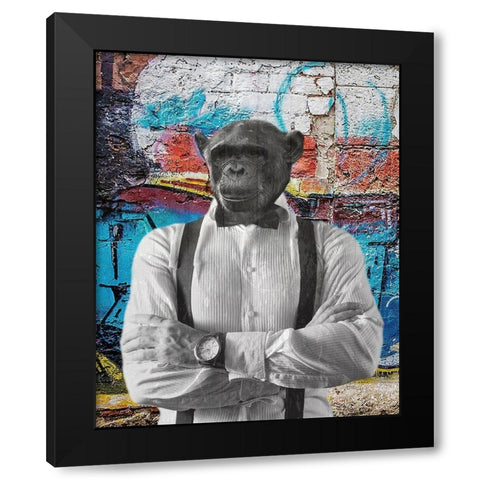 Street Monkey 2 Black Modern Wood Framed Art Print with Double Matting by Phillip, Jamie