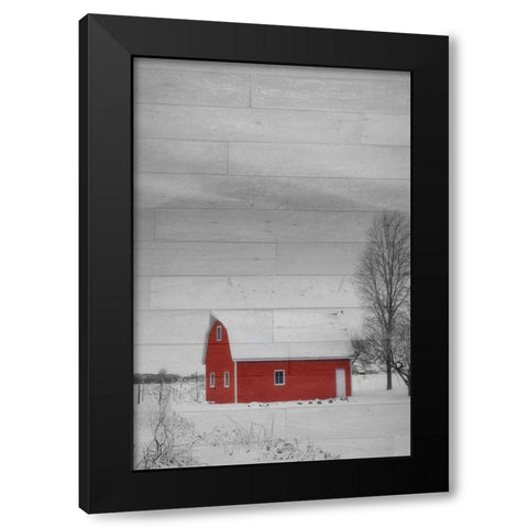 Red Barn Black Modern Wood Framed Art Print by Phillip, Jamie