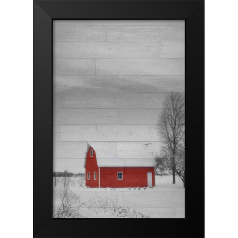 Red Barn Black Modern Wood Framed Art Print by Phillip, Jamie