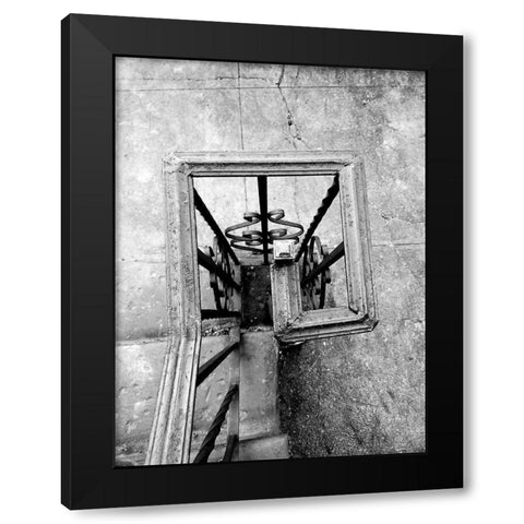 Railing 1 Black Modern Wood Framed Art Print with Double Matting by Phillip, Jamie