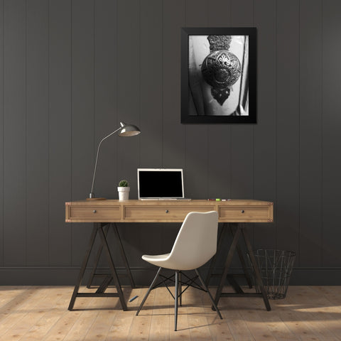 Door Knob 2 Black Modern Wood Framed Art Print by Phillip, Jamie