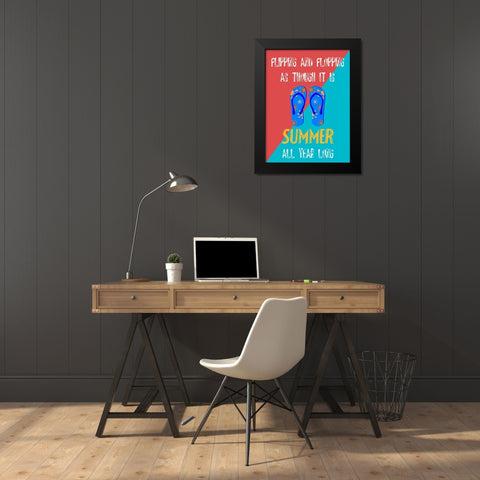 Flipflops Black Modern Wood Framed Art Print by Phillip, Jamie