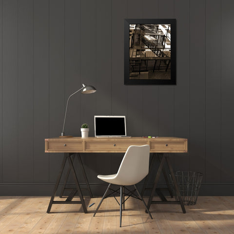 Fire Escape New Your Black Modern Wood Framed Art Print by Phillip, Jamie