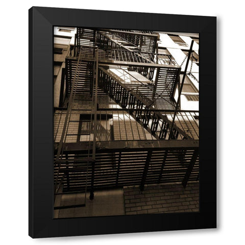 Fire Escape New Your Black Modern Wood Framed Art Print by Phillip, Jamie