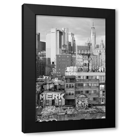 New York Bridge View Black Modern Wood Framed Art Print with Double Matting by Phillip, Jamie