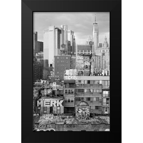 New York Bridge View Black Modern Wood Framed Art Print by Phillip, Jamie