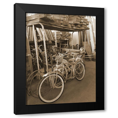 Sepia Bikes Black Modern Wood Framed Art Print by Phillip, Jamie