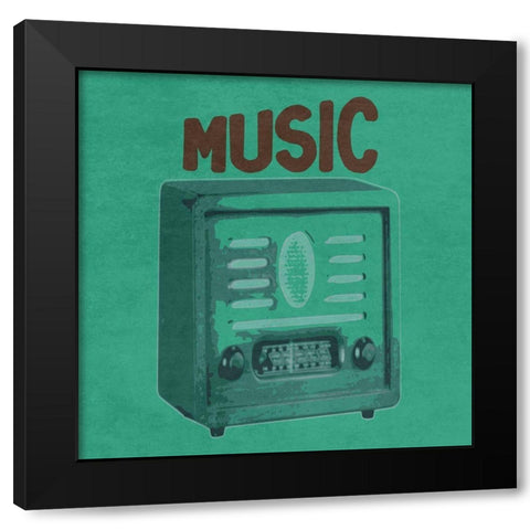 Retro Music Black Modern Wood Framed Art Print by Phillip, Jamie