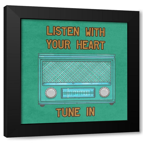 Retro Music 2 Black Modern Wood Framed Art Print by Phillip, Jamie