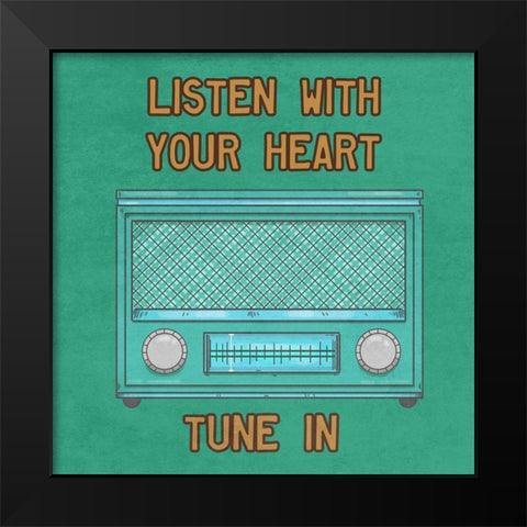 Retro Music 2 Black Modern Wood Framed Art Print by Phillip, Jamie